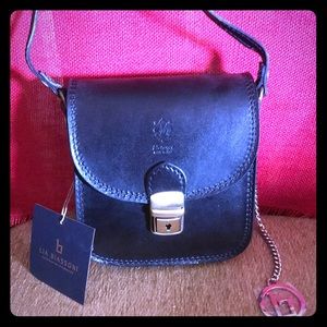 Small black leather Lia Biassoni crossbody bag,NWT